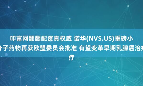 叩富網(wǎng)翻翻配資真權(quán)威 諾華(NVS.US)重磅小分子藥物再獲歐盟委員會批準 有望變革早期乳腺癌治療